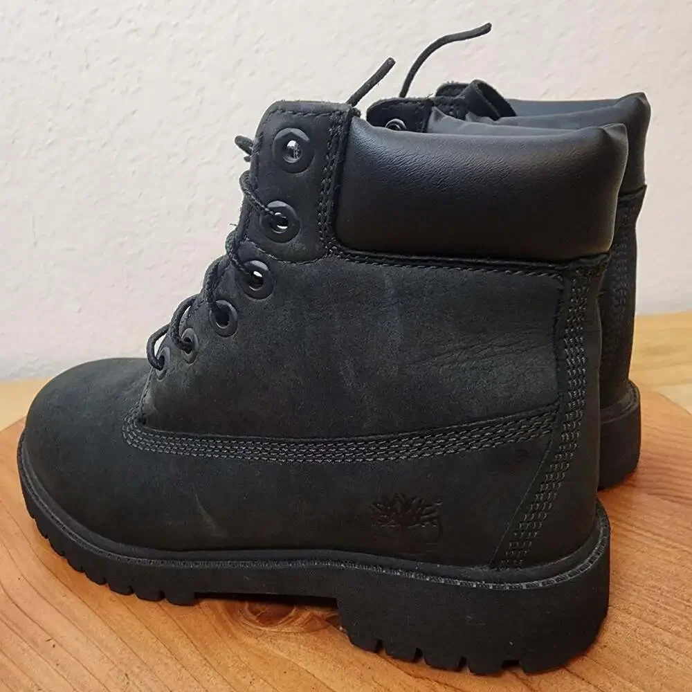 Timberland Boots Kids Size 4M Black Nubuck Insulated Ankle Lace Up 12907